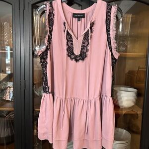 Lane Bryant Blush Sleeveless Blouse with Black Lace